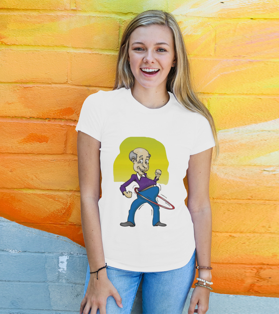 Elderly Man Hula Hooping Joyfully With Fist Pump T-Shirt