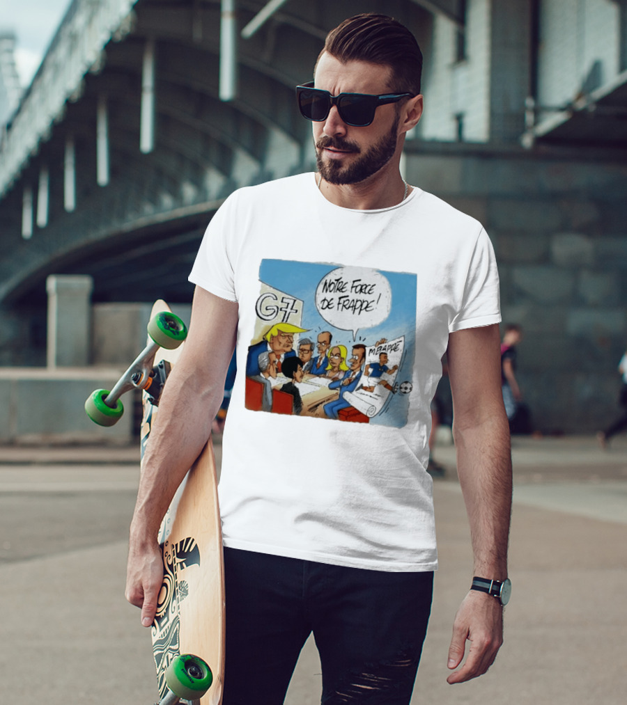 G7 Notre Force De Frappe Mbappe Cartoon Conference Scene T-Shirt