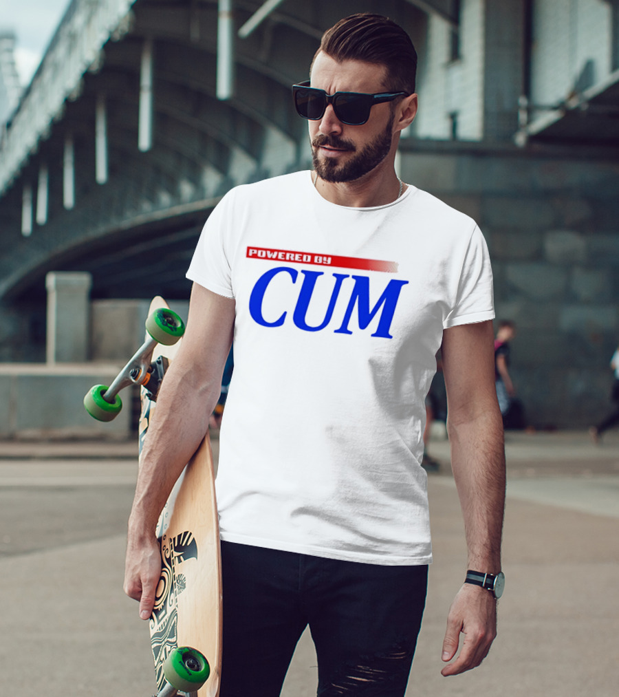 Powered By Cum Blue T-Shirt