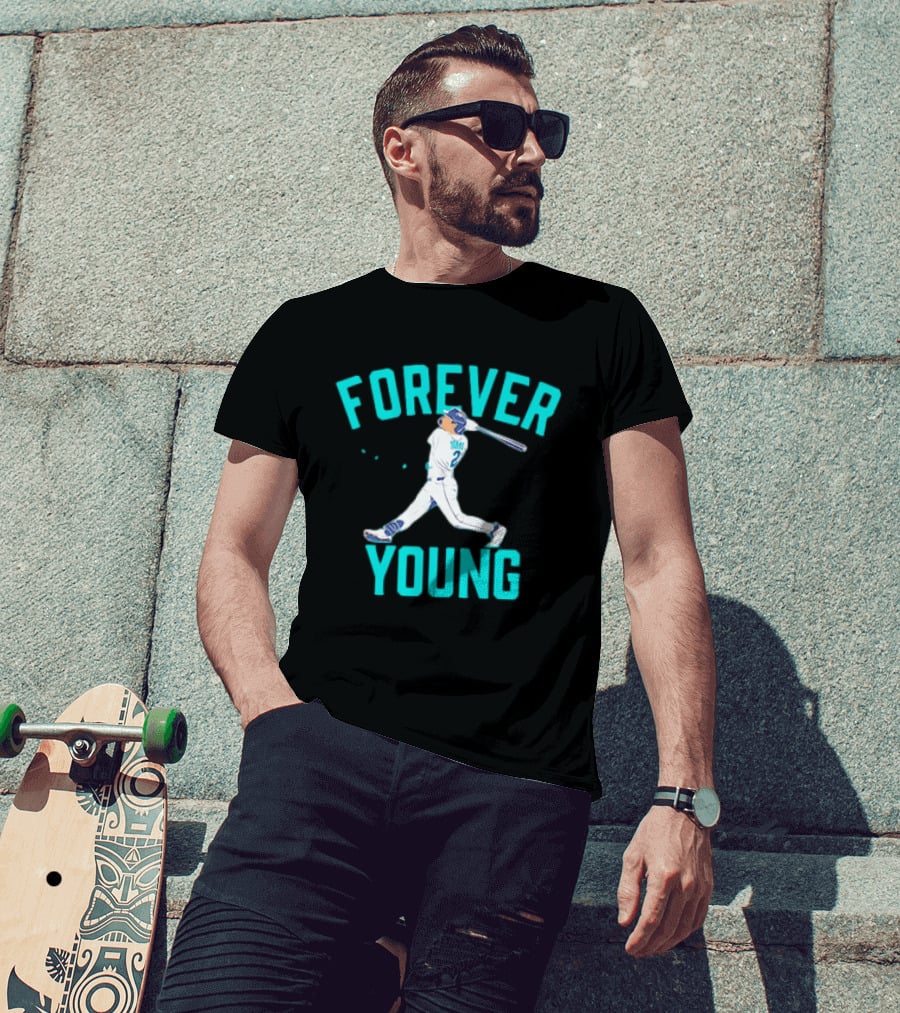 Forever Young Seattle Mariners Cole Young Swinging Baseball T-Shirt