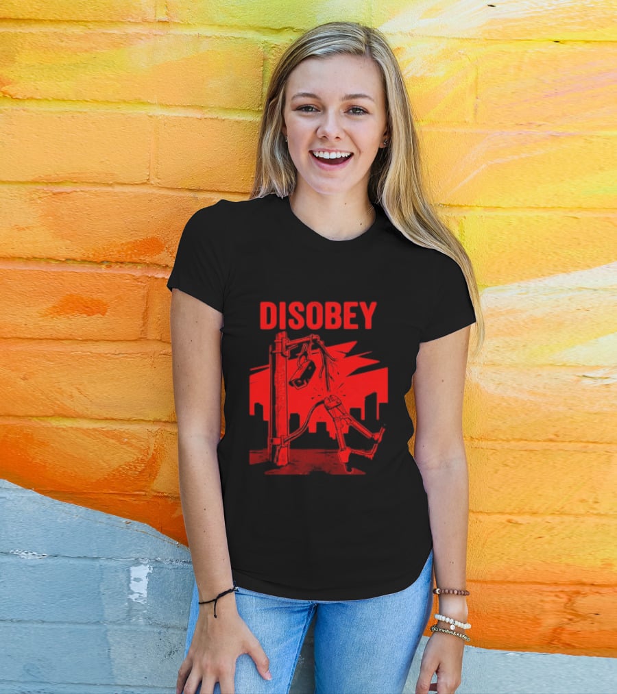 DISOBEY Surveillance Camera Wire Cutting Protest Stencil T-Shirt