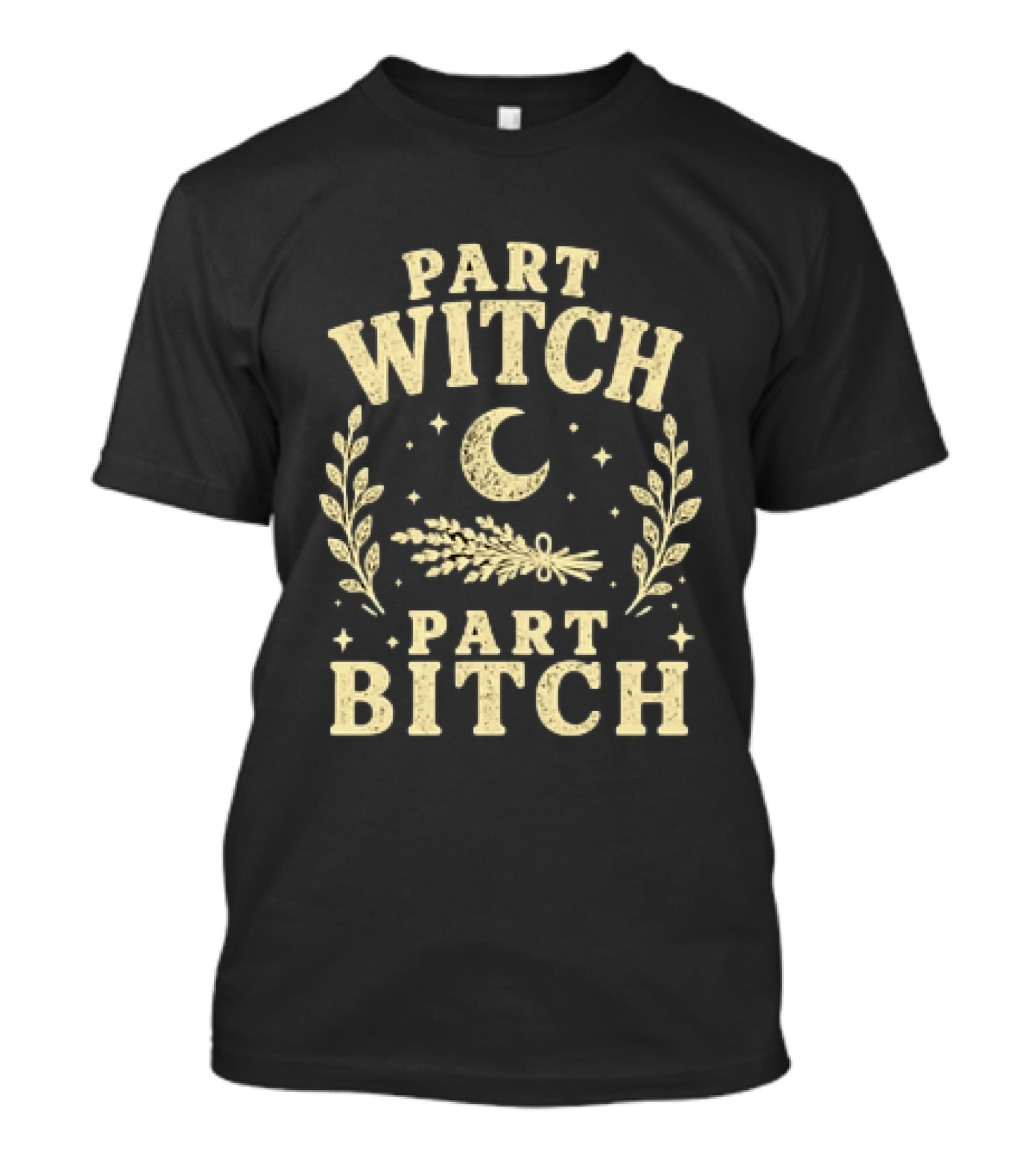 Part Witch Part Bitch Distressed Moon And Herbs T-Shirt