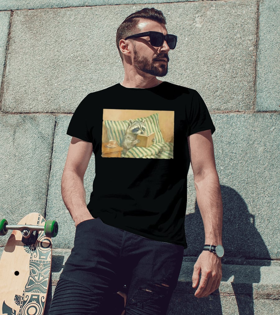 Probably Reading Trash Raccoon Bookworm Cozy T-Shirt