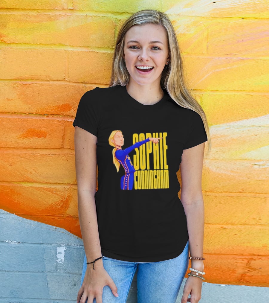 Sophie Cunningham Cartoon Indiana Fever Pointing T-Shirt