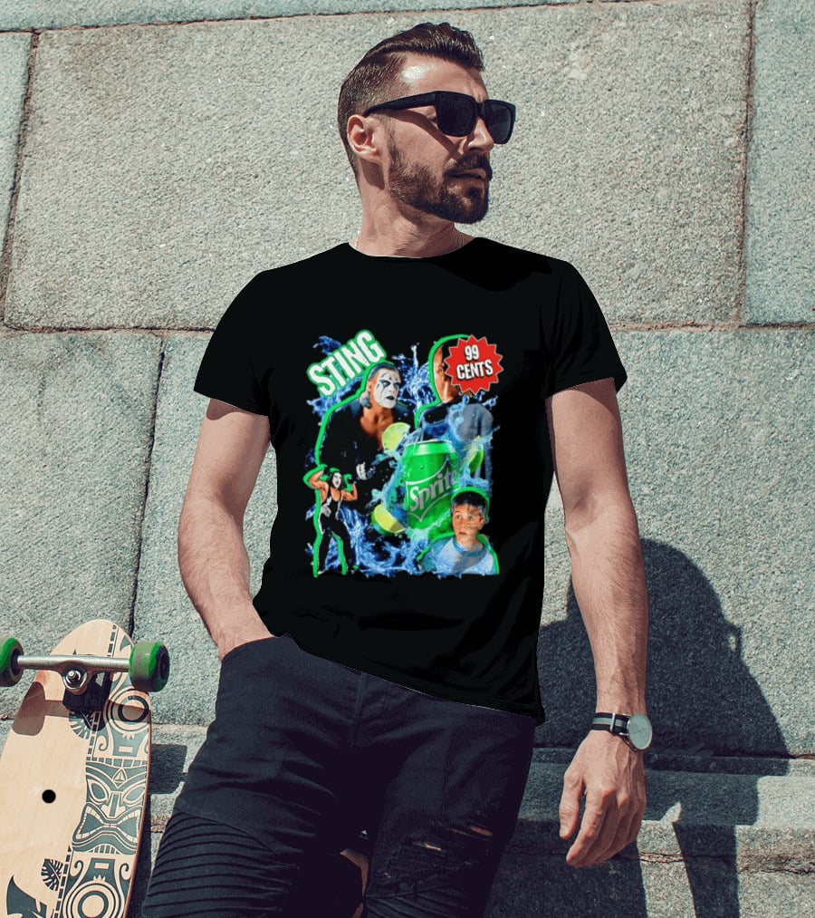 Sting WCW Sprite 99 Cents Lime Water Splash Wrestling T-Shirt