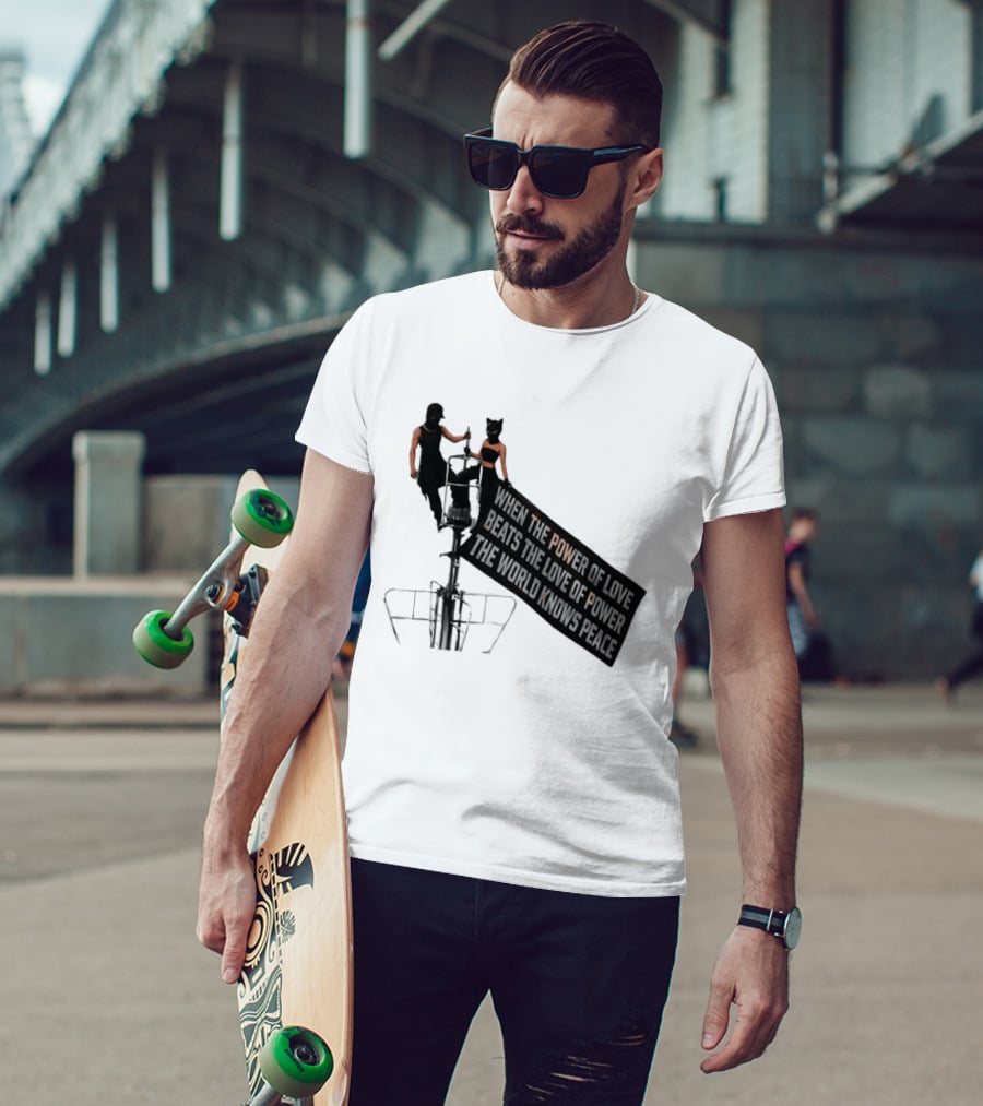 Angela Nikolau Ivan Beerkus Empire State Building Power Of Love Overpowering Love Of Power T-Shirt