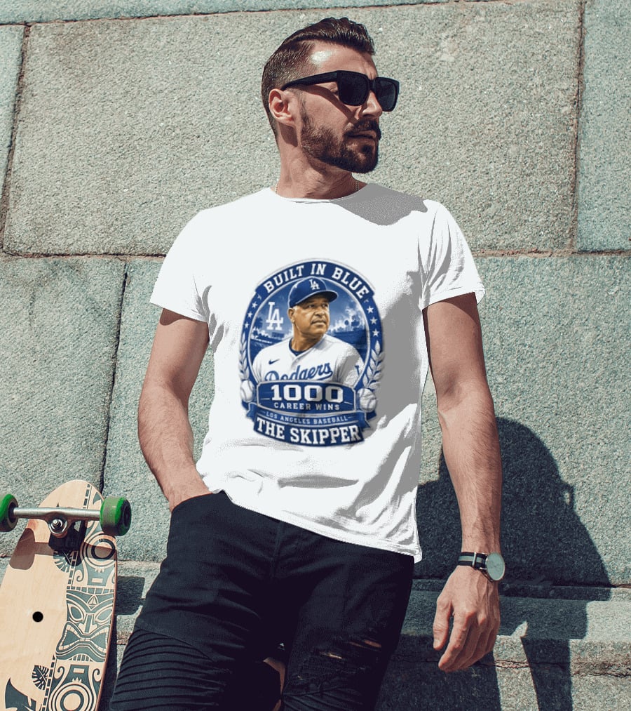 Built In Blue Los Angeles Dodgers Dave Roberts 1000 Career Wins The Skipper T-Shirt