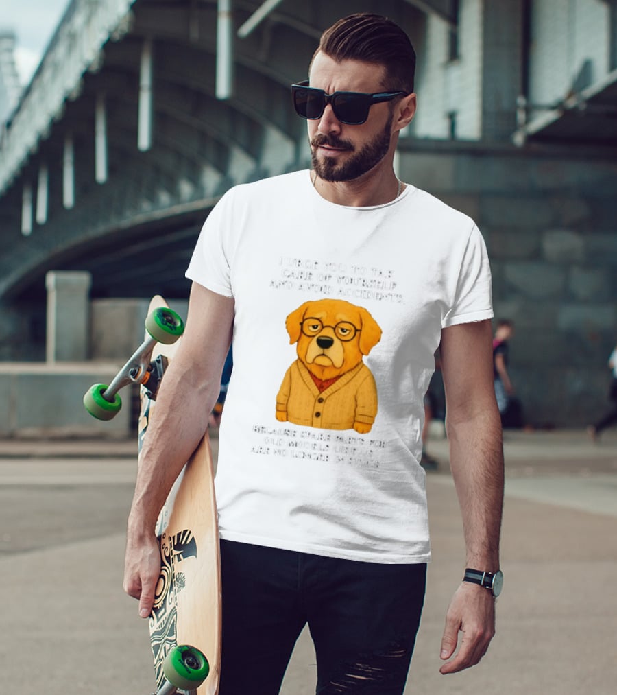 Elderly Golden Retriever Warns To Avoid Accidents Spare Parts For Old Models Not In Stock T-Shirt