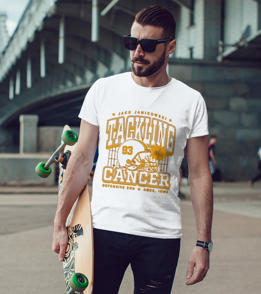 Jack Janikowski Tackling Cancer Defensive End 93 Ames Iowa Schmidt Foundation T-Shirt