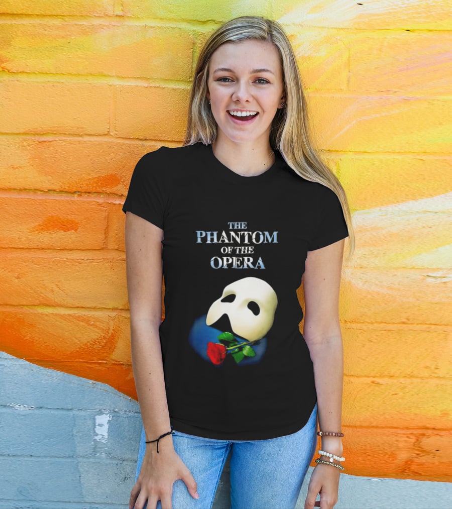 The Phantom Of The Opera Mask With Red Rose T-Shirt
