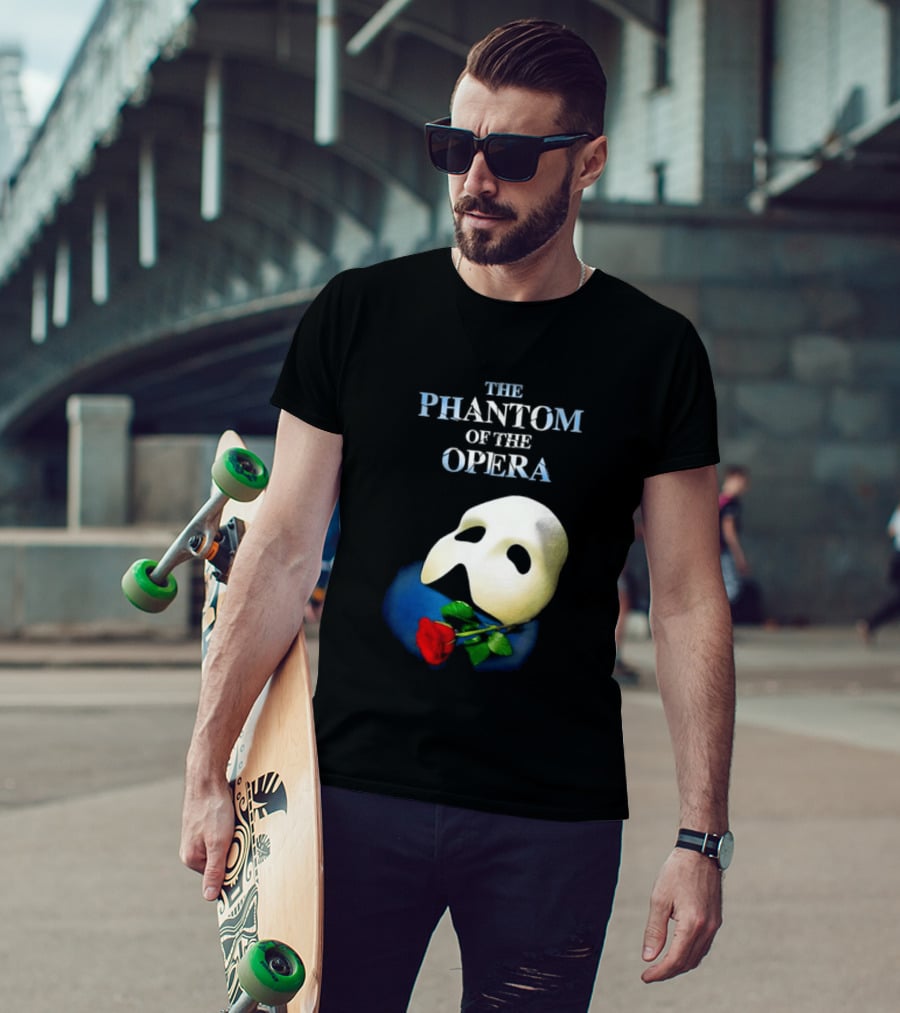 The Phantom Of The Opera Mask With Red Rose T-Shirt