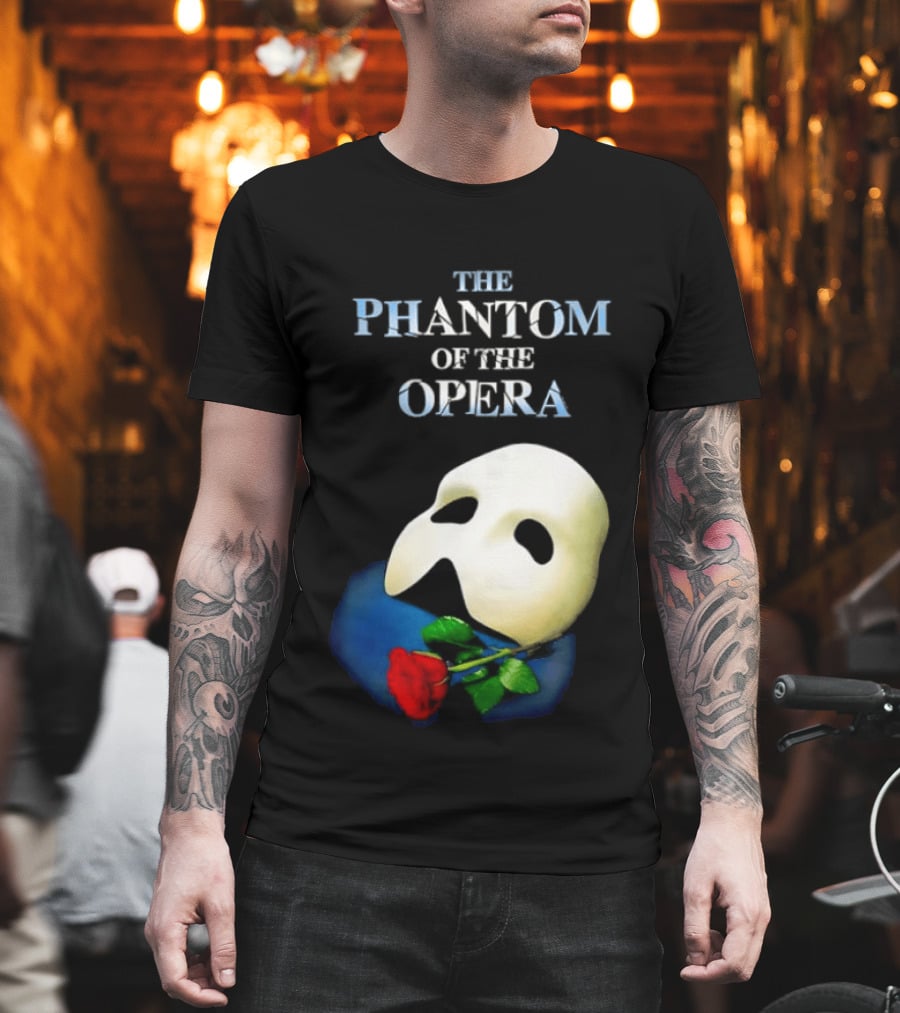 The Phantom Of The Opera Mask With Red Rose T-Shirt