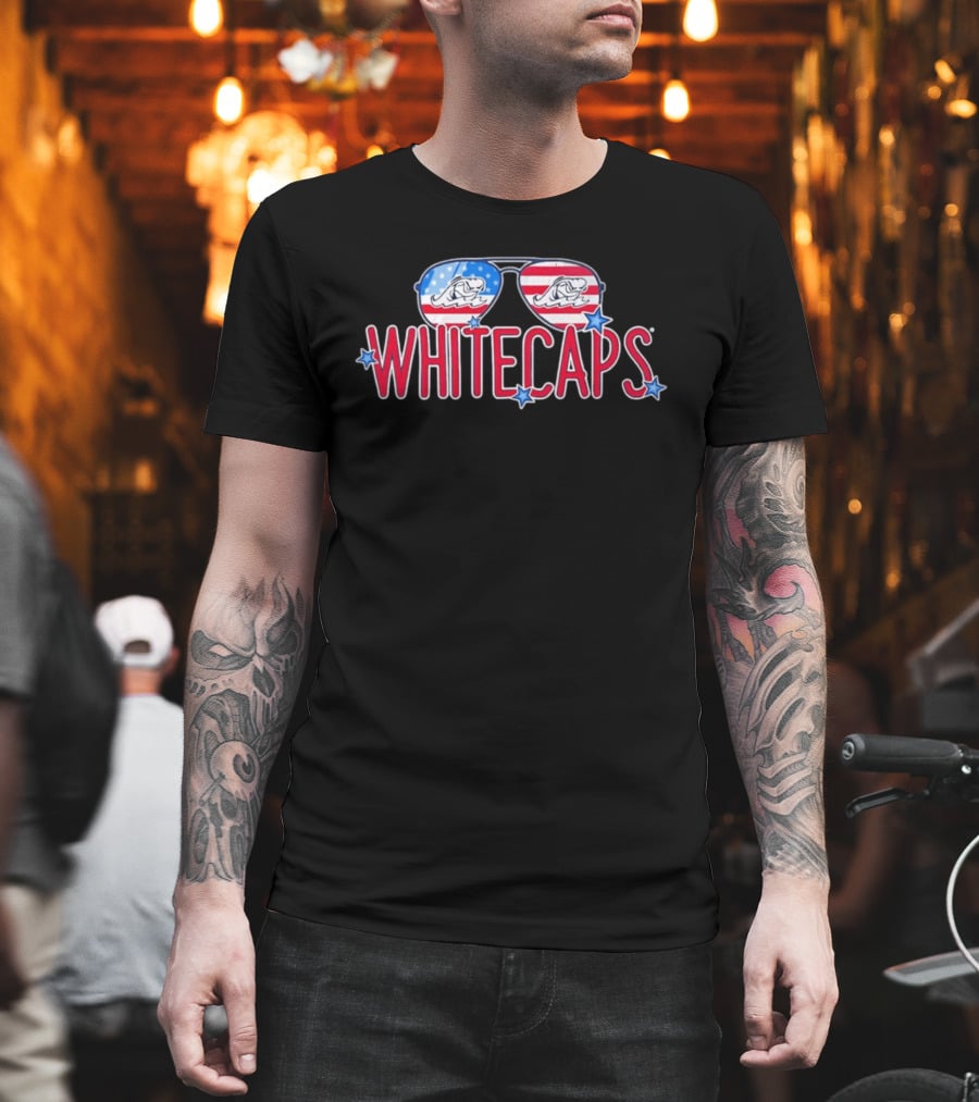 West Michigan Whitecaps American Flag Sunglasses Stars T-Shirt