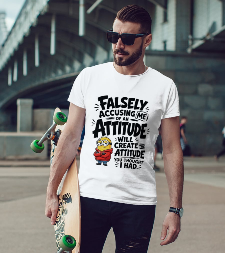 Falsely Accusing Me Of An Attitude Minion Wearing Red T-Shirt