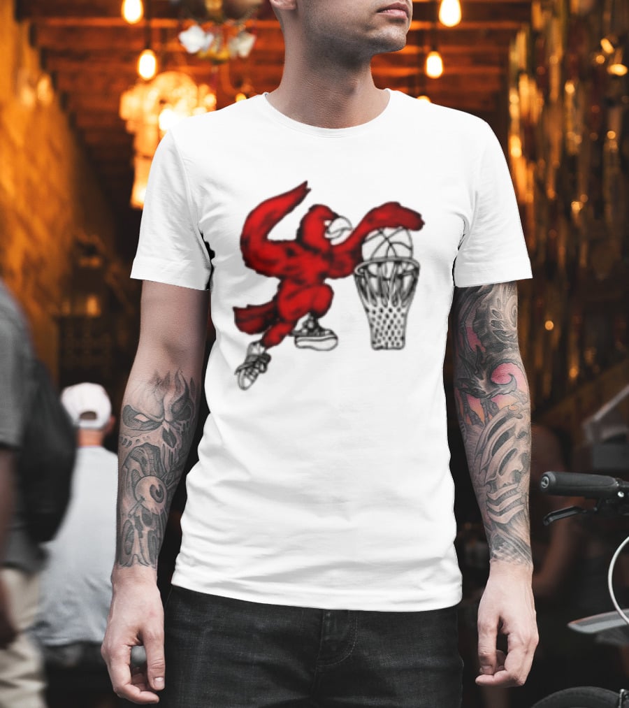 Red Cardinal Bird Dunking Basketball T-Shirt