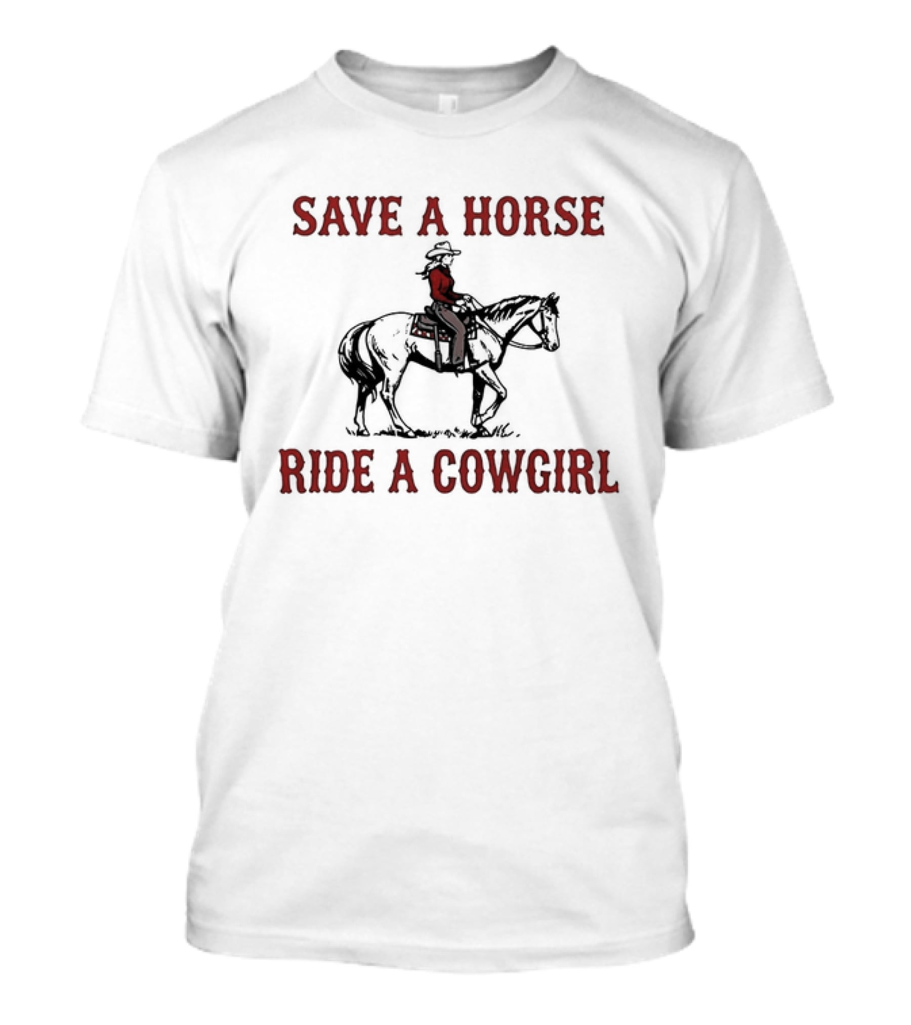Save A Horse Ride A Cowgirl Retro Western Style Cowboy Riding T-Shirt