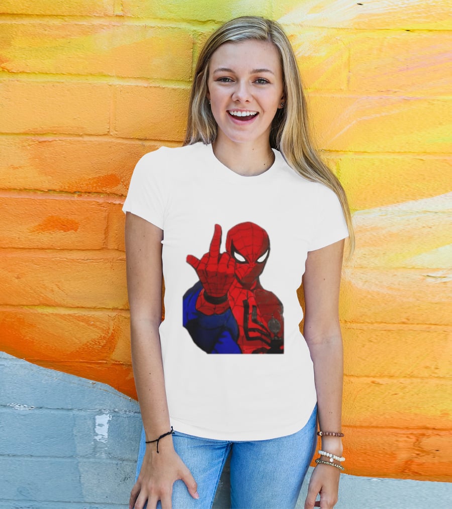 Spider Man Middle Finger Gesture Iconic Superhero Attitude T-Shirt