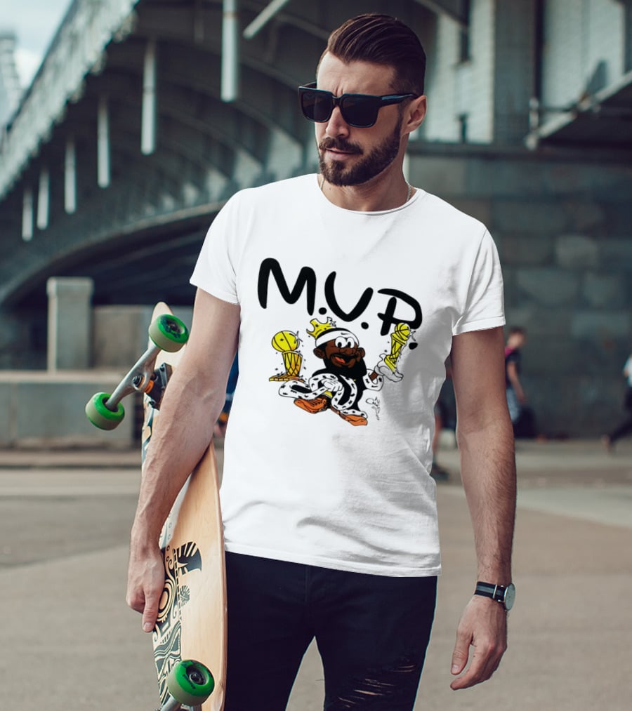 Lebron James MVP Cartoon With Trophy And Crown Lakers Basketball Bubble Boy T-Shirt