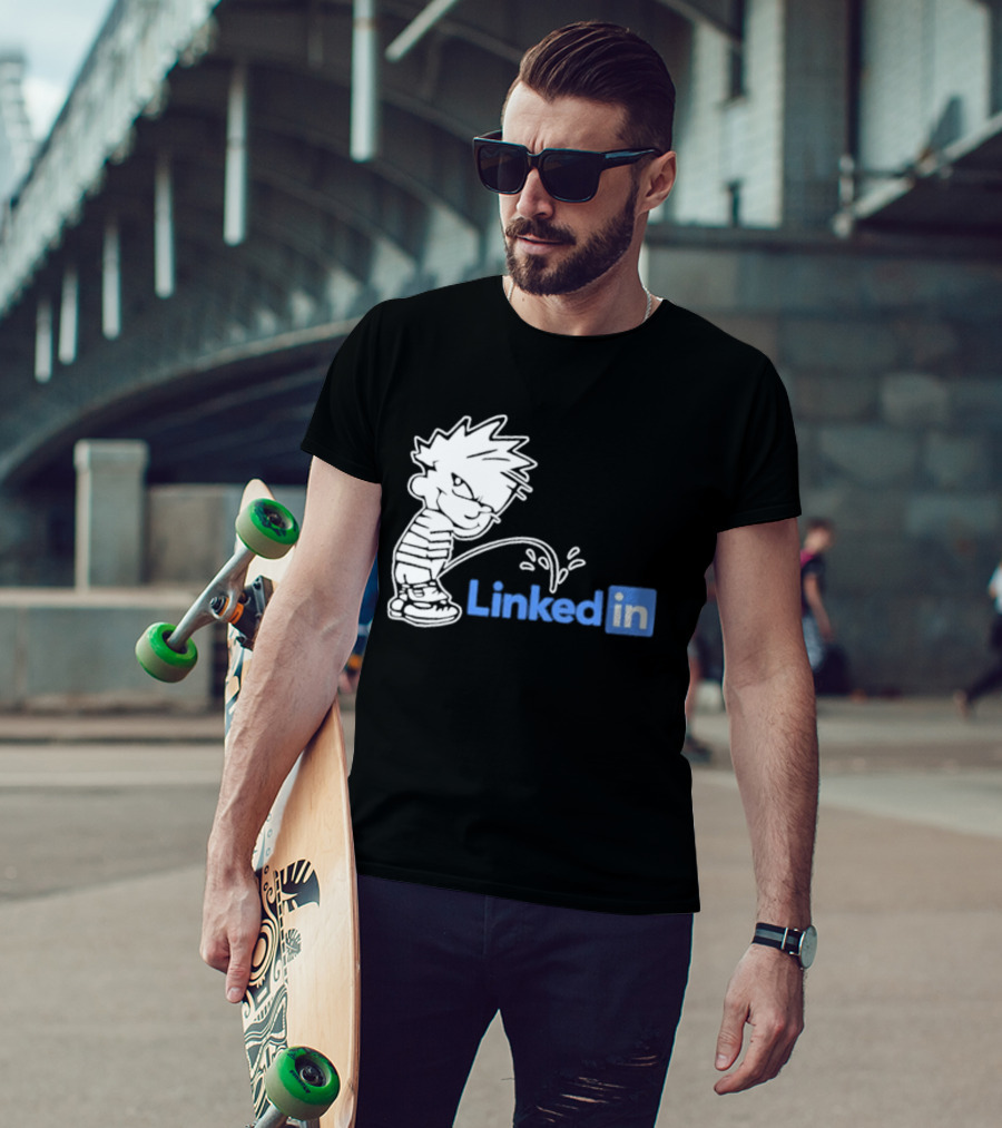 Calvin Pissing LinkedIn T-Shirt