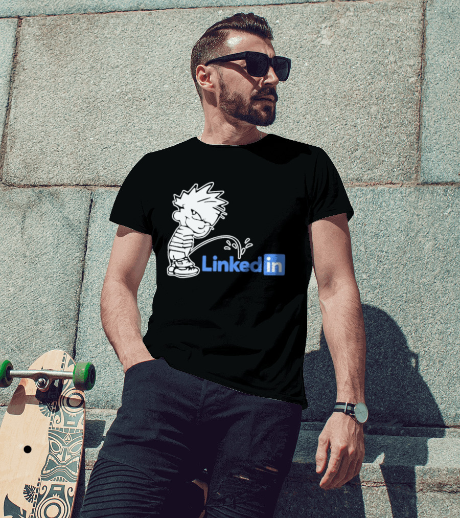 Calvin Pissing LinkedIn T-Shirt