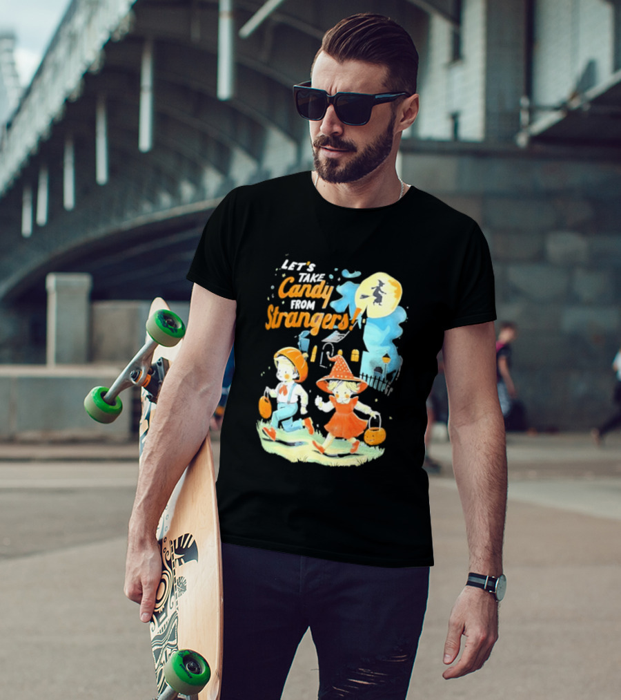Let's Take Candy From Strangers Halloween Witch Pumpkin Kids T-Shirt
