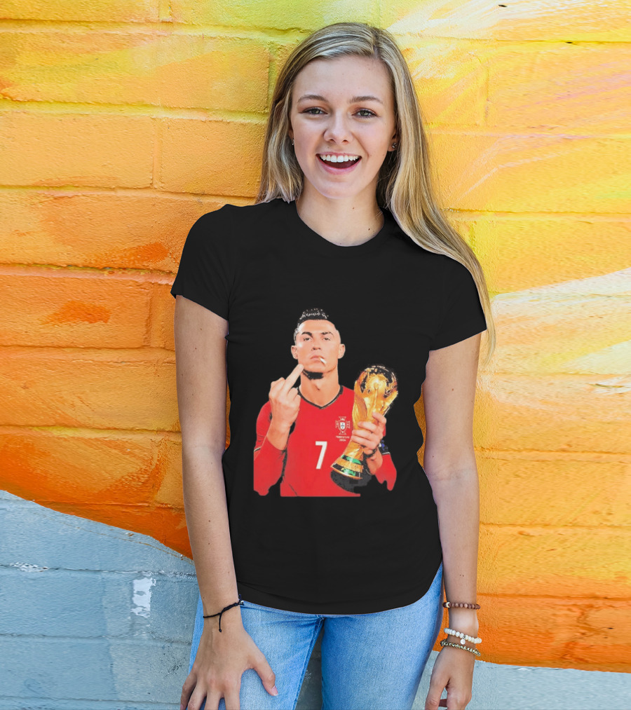 Cristiano Ronaldo Portugal 7 Middle Finger World Cup Trophy T-Shirt