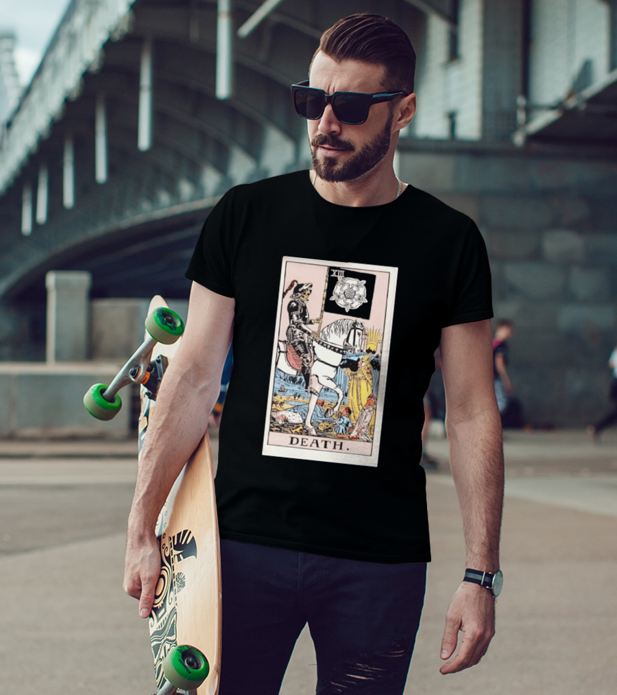 XIII Death Rider Of The Apocalypse Tarot Card Skeleton On Horse Flag XIII T-Shirt