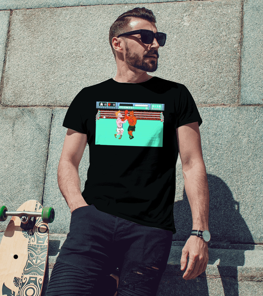 Punch Out NES Classic Mike Tyson Boxing Scene Retro 8 Bit Video Game T-Shirt