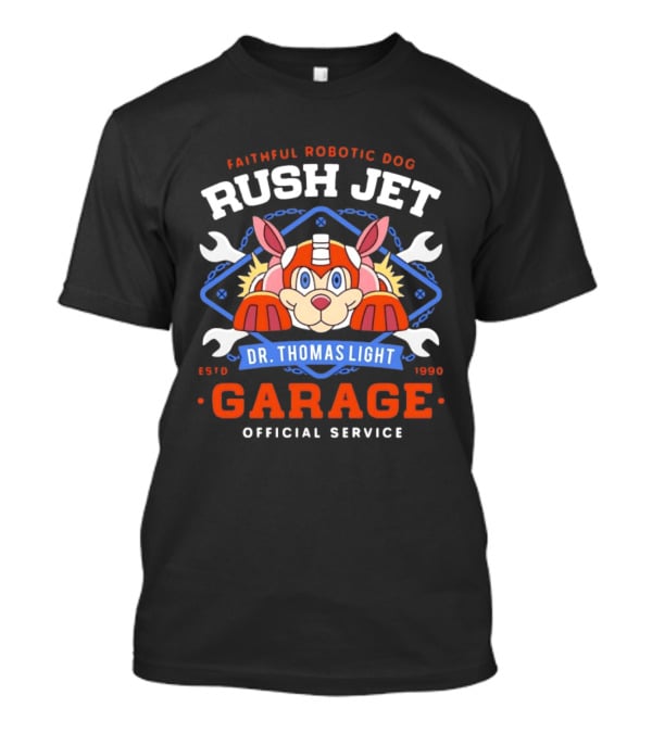 Faithful Robotic Dog Rush Jet Dr Thomas Light Garage Estd 1990 Official Service T-Shirt