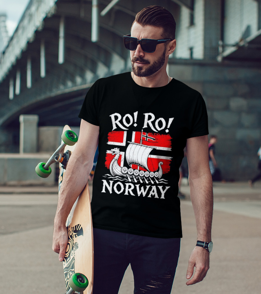 Ro Ro Norway Viking Longship Flag T-Shirt