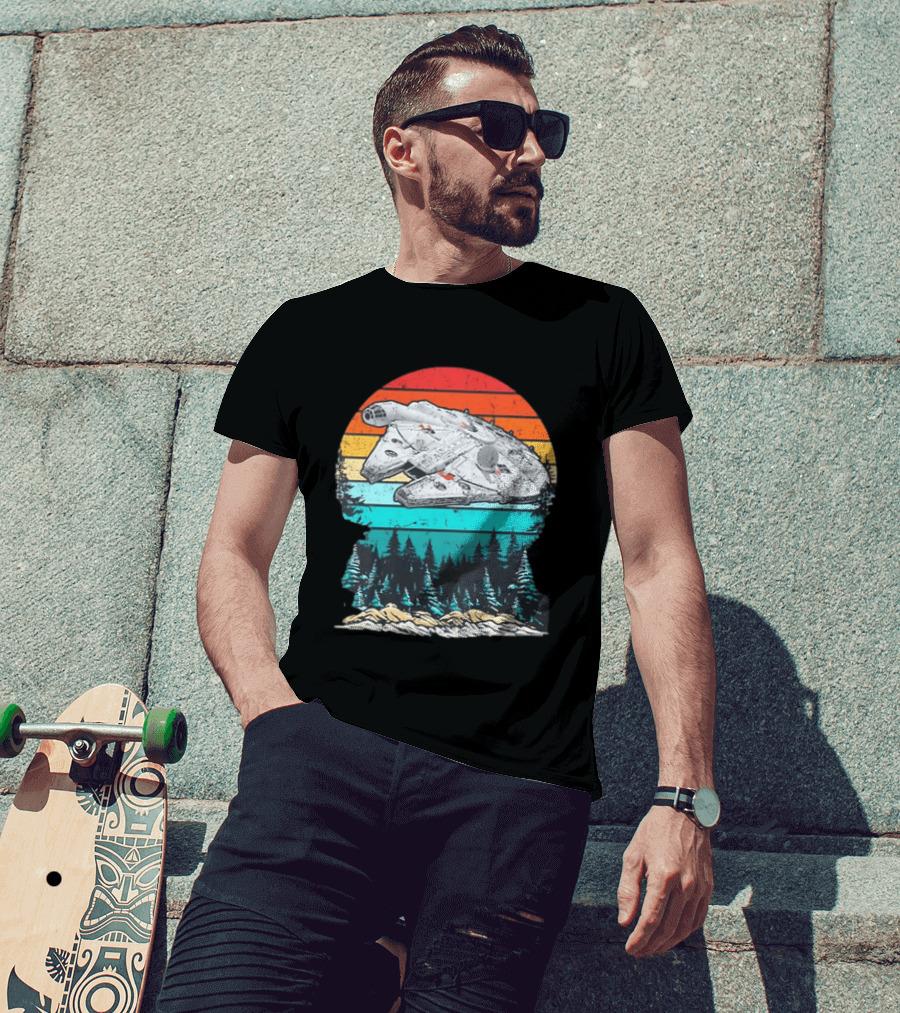Star Wars Millennium Falcon Forest Sunset T-Shirt