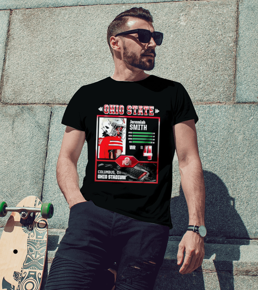 Ohio State Buckeyes Jeremiah Smith Columbus Football Ohio Stadium Number 4 T-Shirt