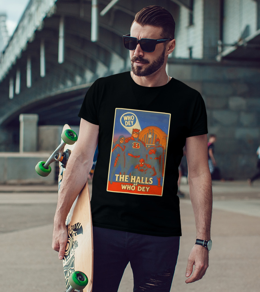 The Halls Of Who Dey Superhero Team T-Shirt