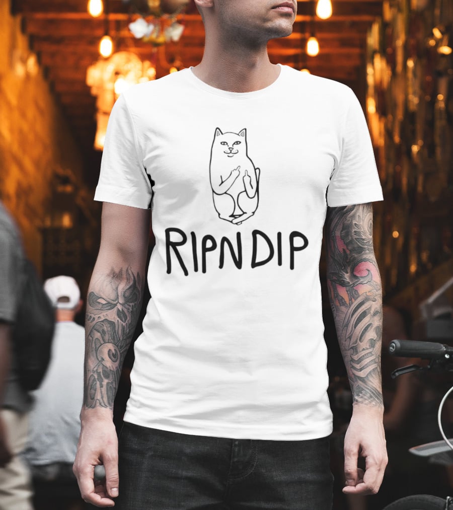Lord Nermal Ripndip Cat Middle Fingers Flipping Fun T-Shirt
