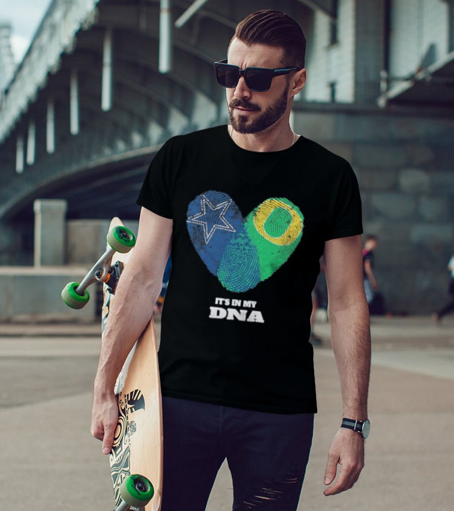 It's In My DNA Dallas Cowboys Oregon Ducks Heart Fingerprint T-Shirt