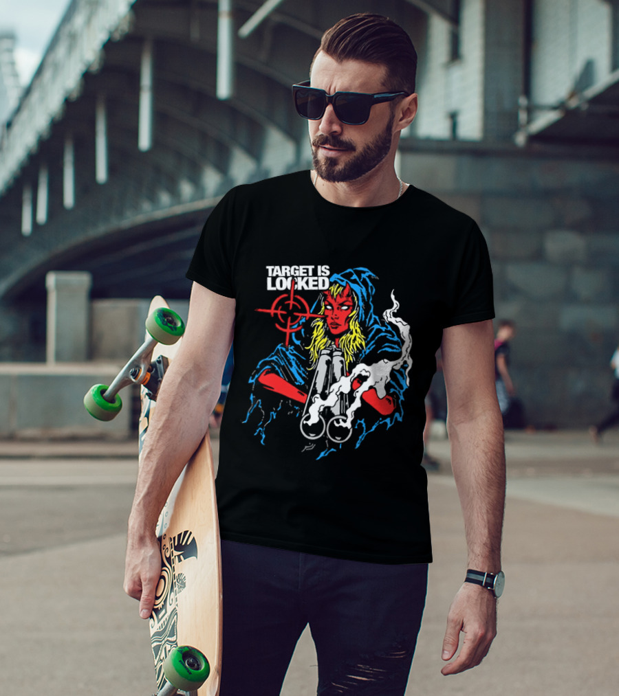 Target Is Locked Devil Woman Aiming Shotgun T-Shirt