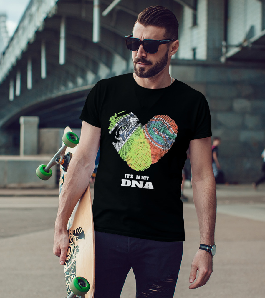 It's In My DNA Ireland And India Fingerprint Heart T-Shirt