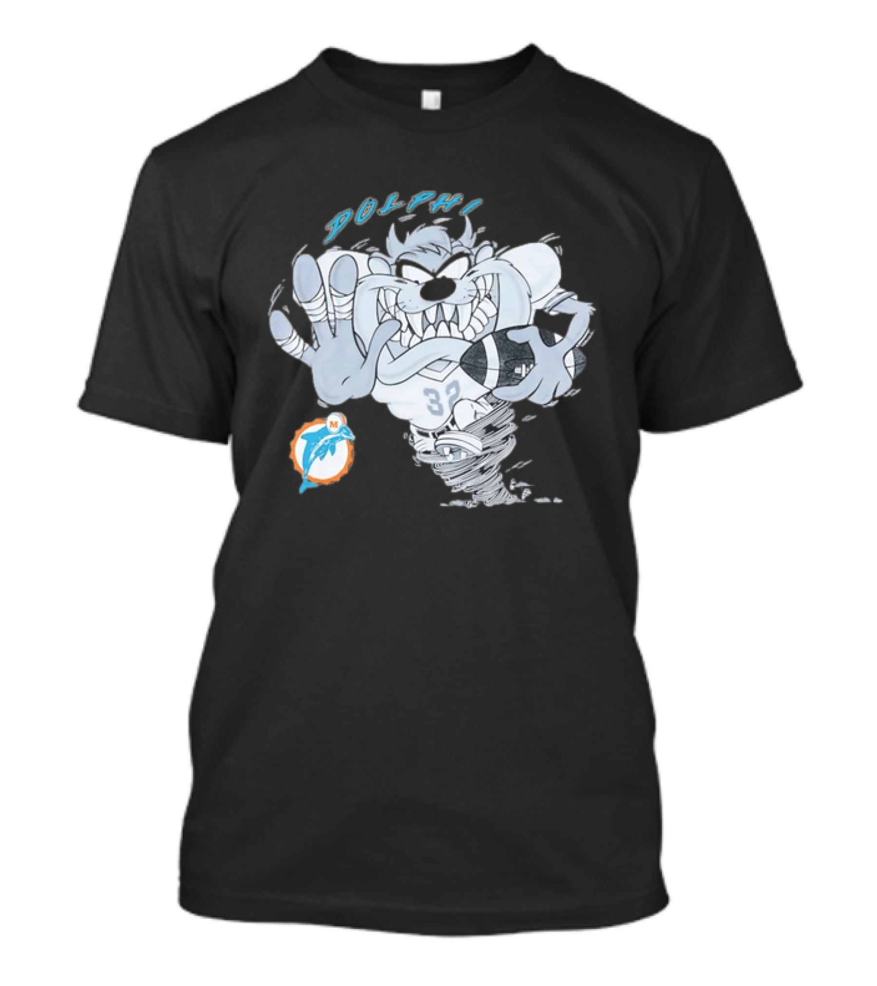 Taz Playing Football Miami Dolphins Whirlwind Sports Fan Gear T-Shirt