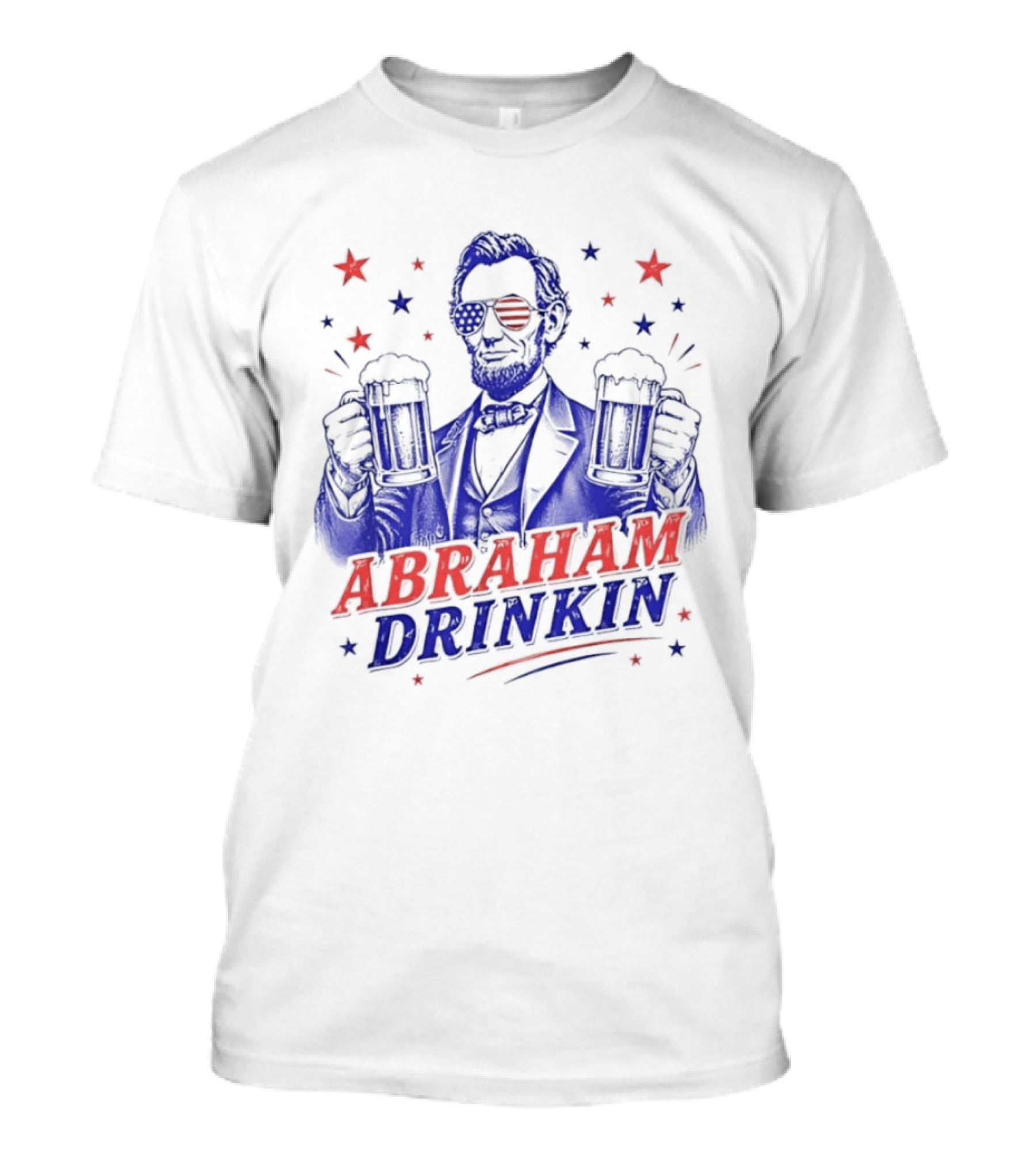 Abraham Drinkin Patriotic Beer Celebration With Stars And Sunglasses T-Shirt