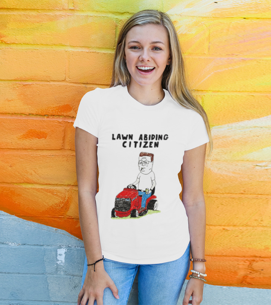 Lawn Abiding Citizen Hank Hill Cartoon Riding Mower Image T-Shirt