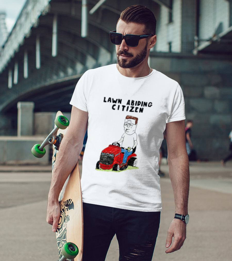 Lawn Abiding Citizen Hank Hill Cartoon Riding Mower Image T-Shirt