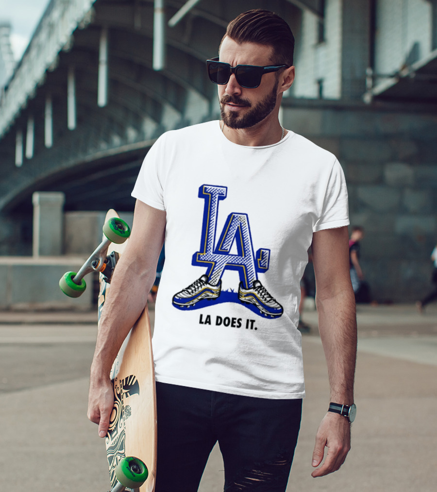 LA Dodgers LA Does It Baseball Footwear T-Shirt
