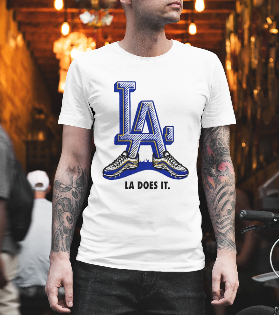 LA Dodgers LA Does It Baseball Footwear T-Shirt
