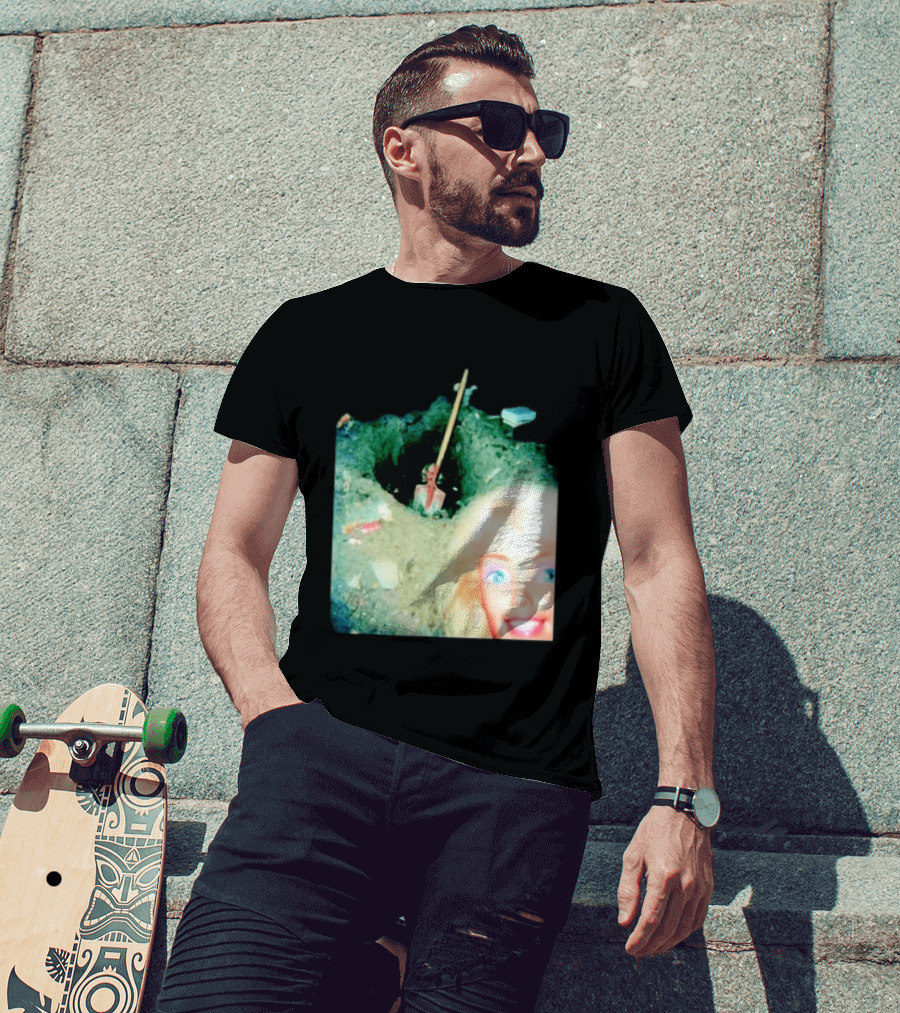 Barbie Doll Digging A Grave Shovel Surreal Scene T-Shirt