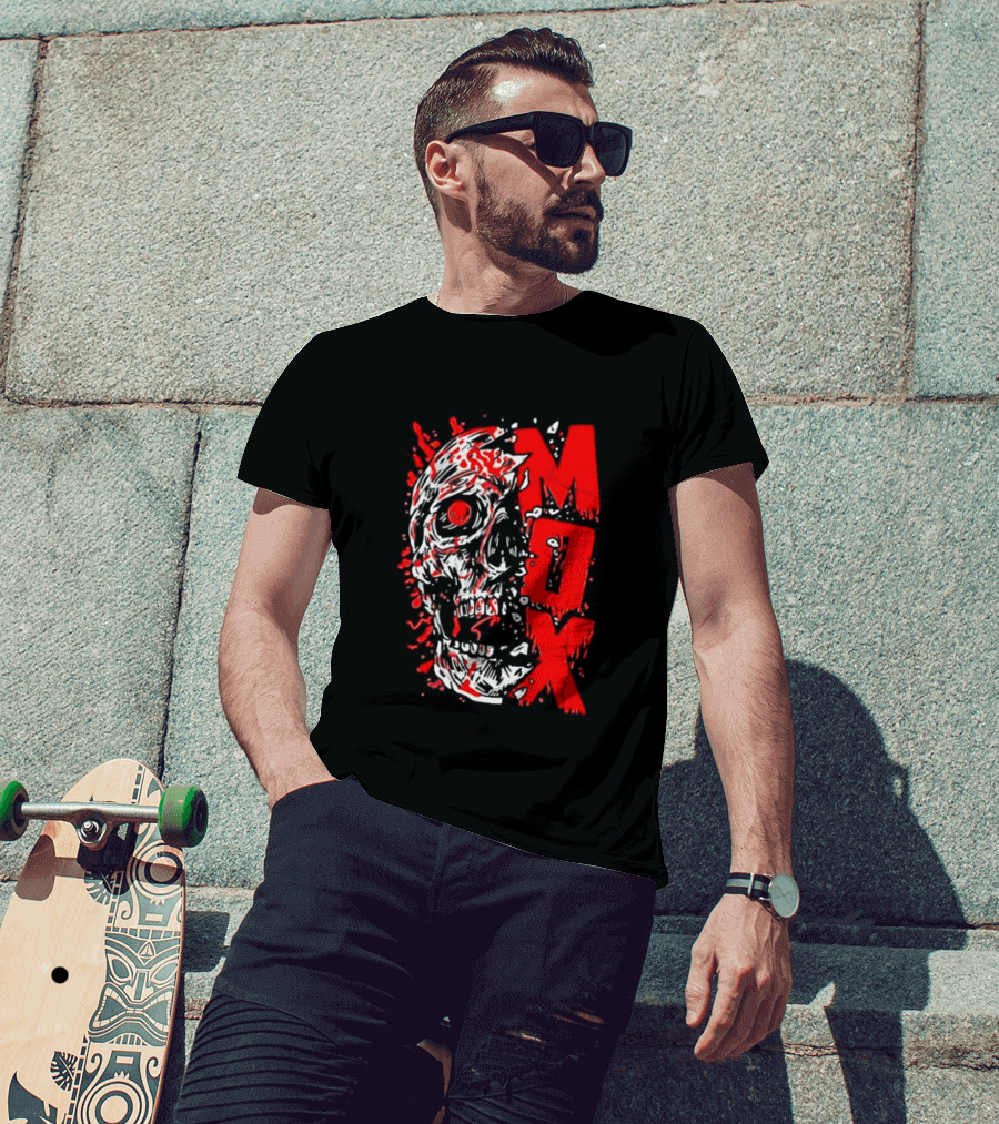 Creepy Zombie Skull MOX Red Splatter T-Shirt