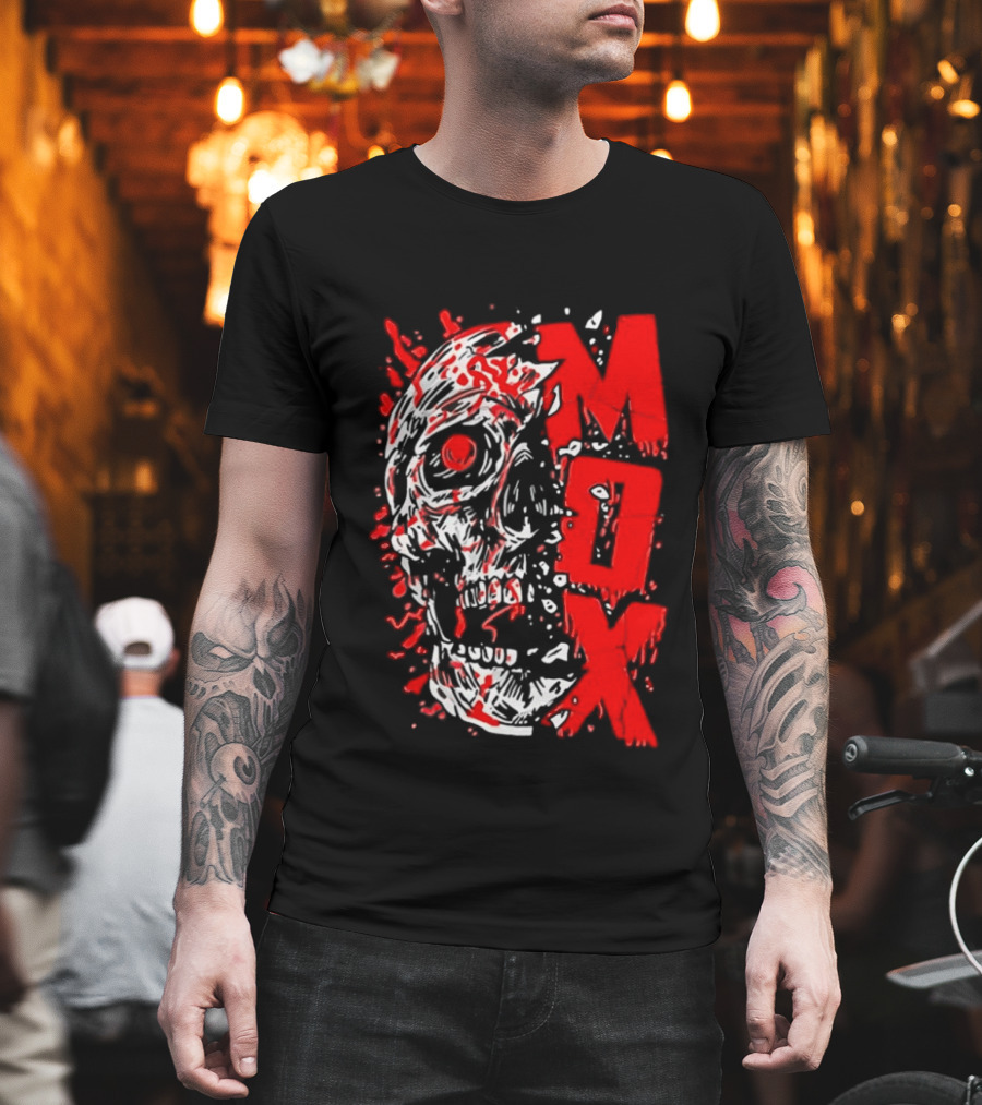 Creepy Zombie Skull MOX Red Splatter T-Shirt