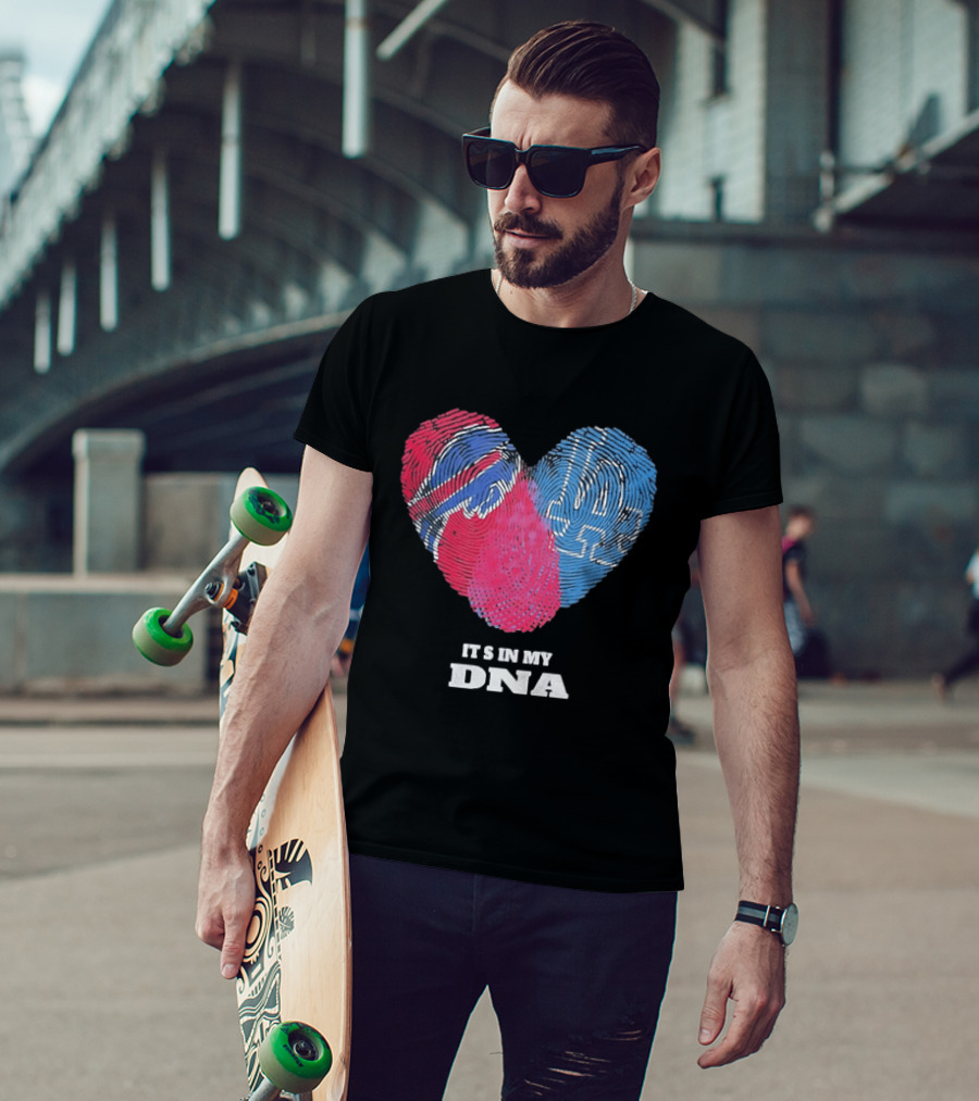 Buffalo Bills Los Angeles Dodgers It's In My DNA Fingerprint Heart T-Shirt
