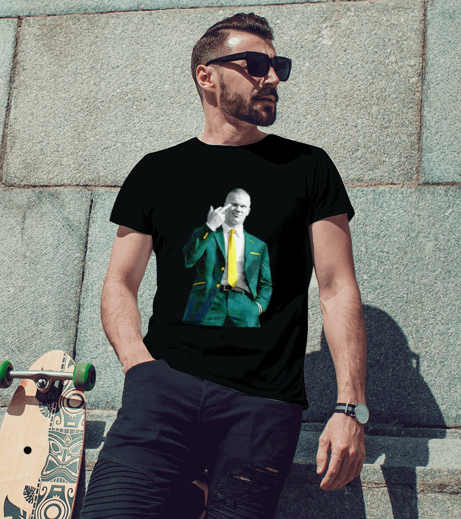 Erling Haaland Green Suit Yellow Tie Manchester City T-Shirt