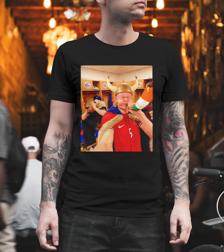 Erling Haaland Norway No 9 Viking Football Celebration Locker Room T-Shirt