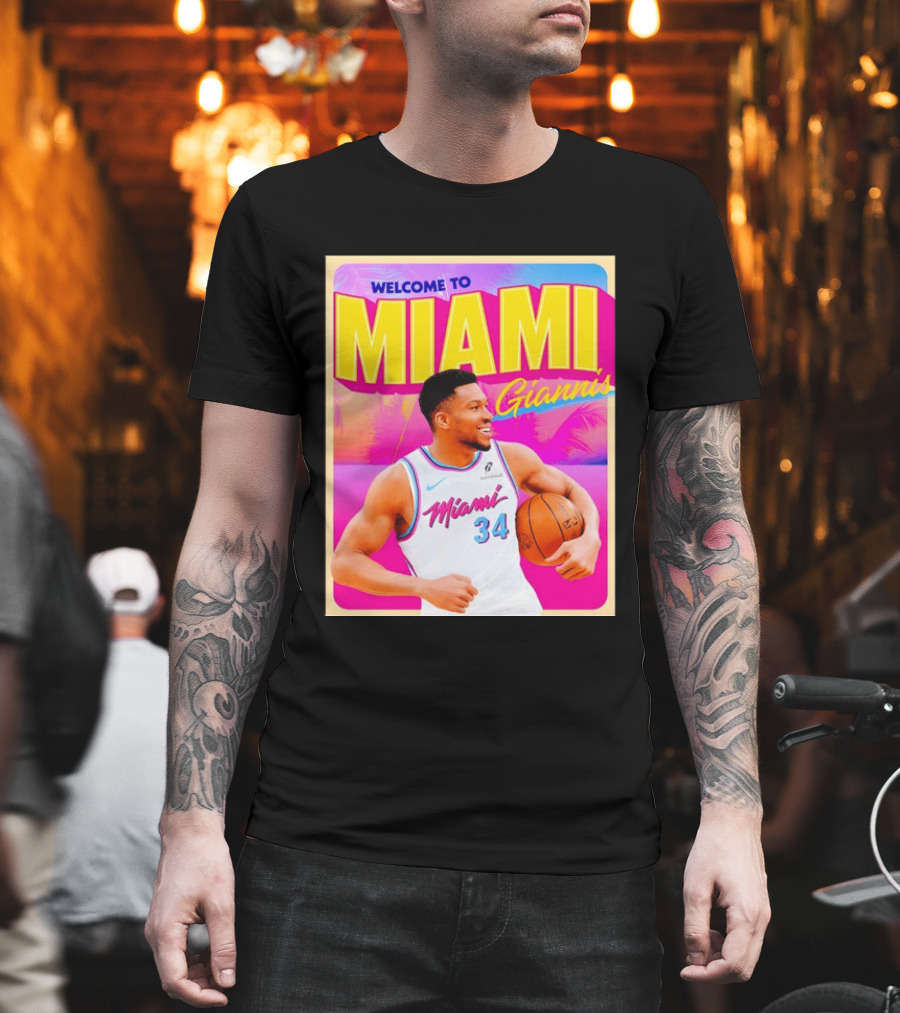 Welcome To Miami Giannis Miami Heat Basketball 34 T-Shirt